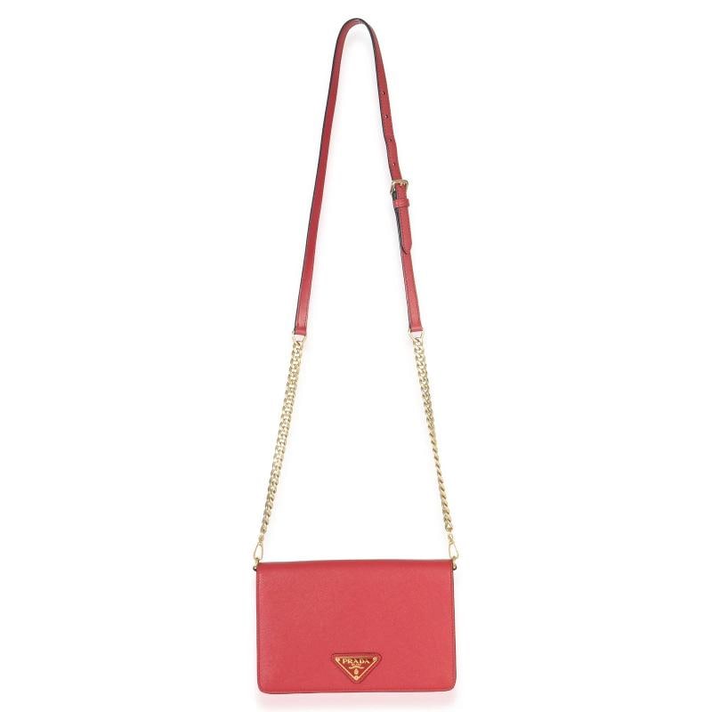 Prada Red Saffiano Triangle Logo Mini Crossbody - 6