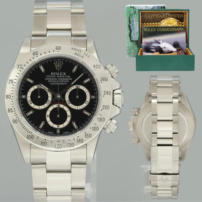1999 MINT Rolex 16520 Zenith Daytona Chronograph Black Dial 40mm Watch Box (1 of 6)