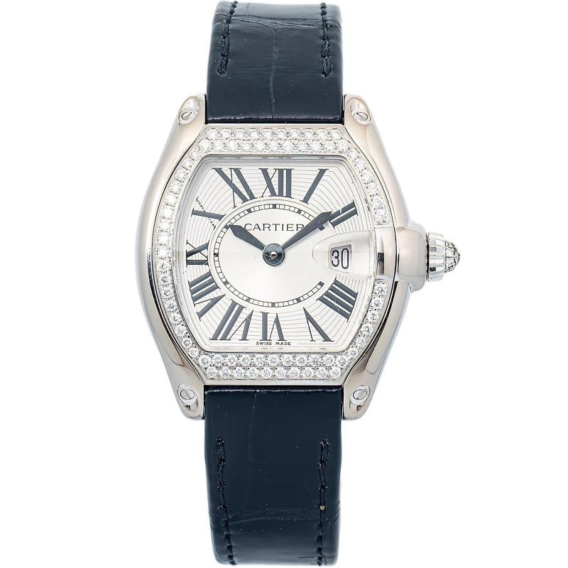 Cartier Roadster 2723 18k White Gold Factory Diamond Ladies Watch 31mm: Case Size 31 mm Wrist Fit 6.25 Box No Papers No Condition Ã¢â‚¬â€ Used - Like New Full Specifications Brand Cartier Customized No Serial # 885xxxx Gender