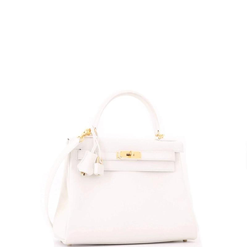 Hermes Kelly Handbag White Evercolor with Gold Hardware 28 - 3