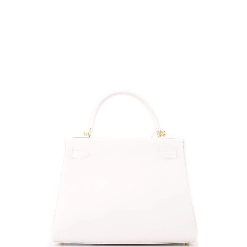 Hermes Kelly Handbag White Evercolor with Gold Hardware 28 - 4