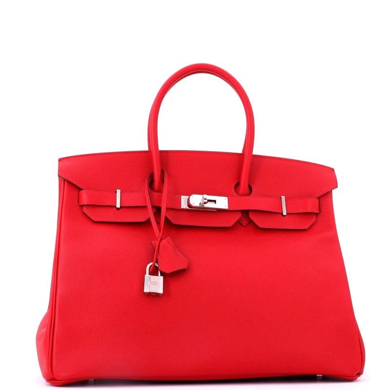 Hermes Birkin Handbag Red Epsom with Palladium Hardware 35 - 2