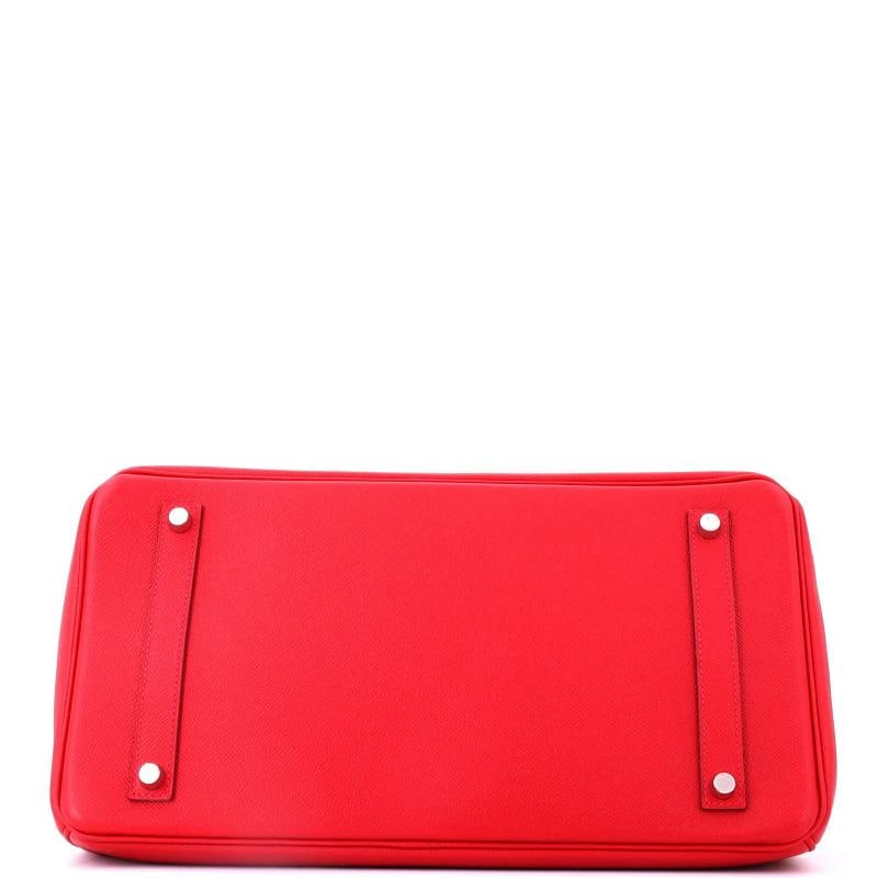 Hermes Birkin Handbag Red Epsom with Palladium Hardware 35 - 4