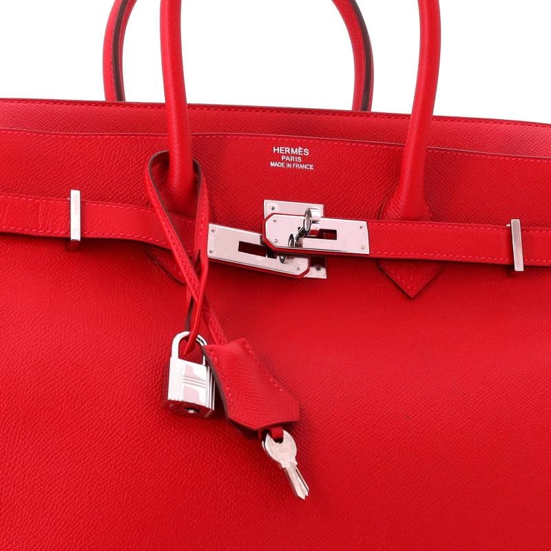 Hermes Birkin Handbag Red Epsom with Palladium Hardware 35 - 6