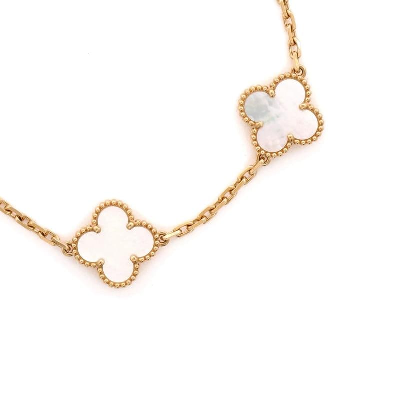 Van Cleef & Arpels Vintage Alhambra 5 Motifs Bracelet 18K Yellow Gold and Mother - 3