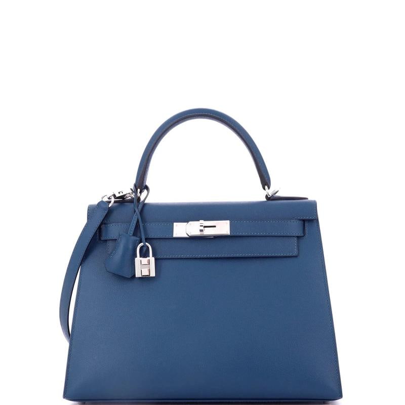 Hermes Kelly Handbag Blue Madame with Palladium Hardware 28 (1 of 8)
