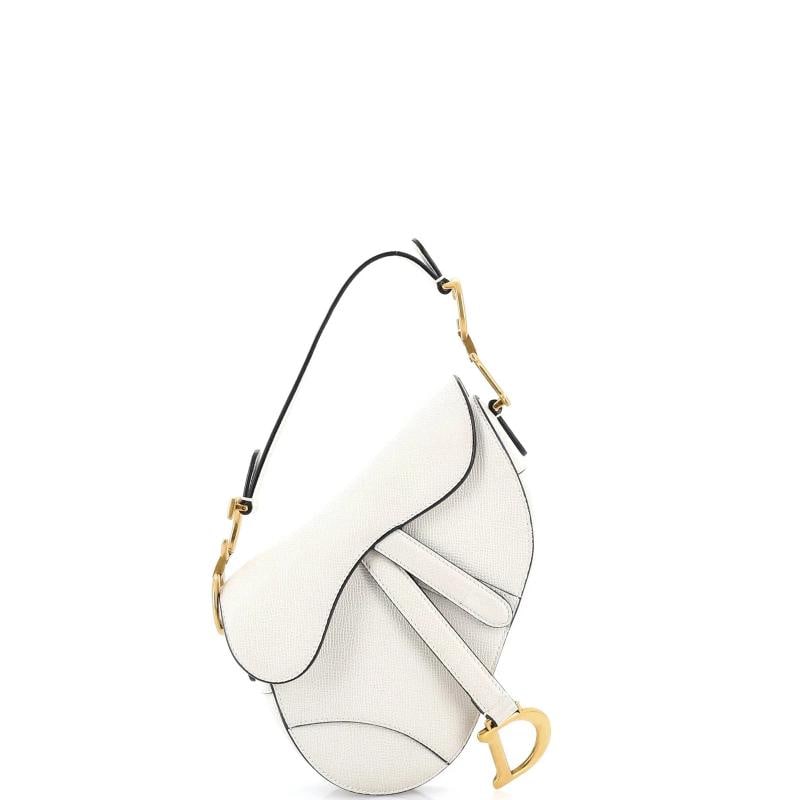 Christian Dior Saddle Handbag Leather Mini: Condition: Pre-owned - Excellent,Brand: Christian Dior,Exterior Material: Leather,Style: Shoulder Bags,Exterior Color: White,Department: Women,Size: Mini Condition: Great. Exterior: minor scuffs, mino