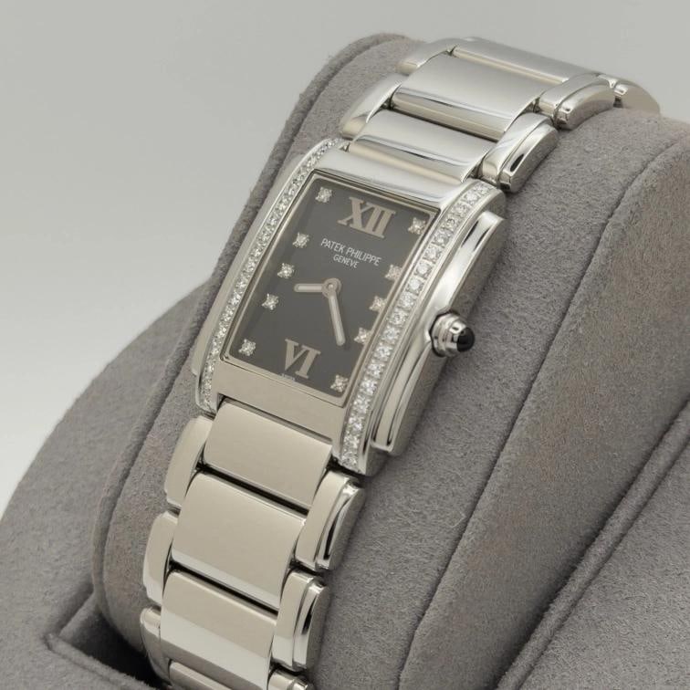Patek Philippe Twenty 4 4910/10A-010 25mm Black Diamond Dial Diamond Bezel Steel - 5