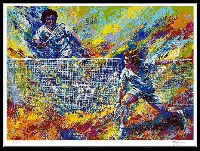 Mark King Tennis Color Serigraph Original Signed Large Sports Artwork Framed SBO - 2