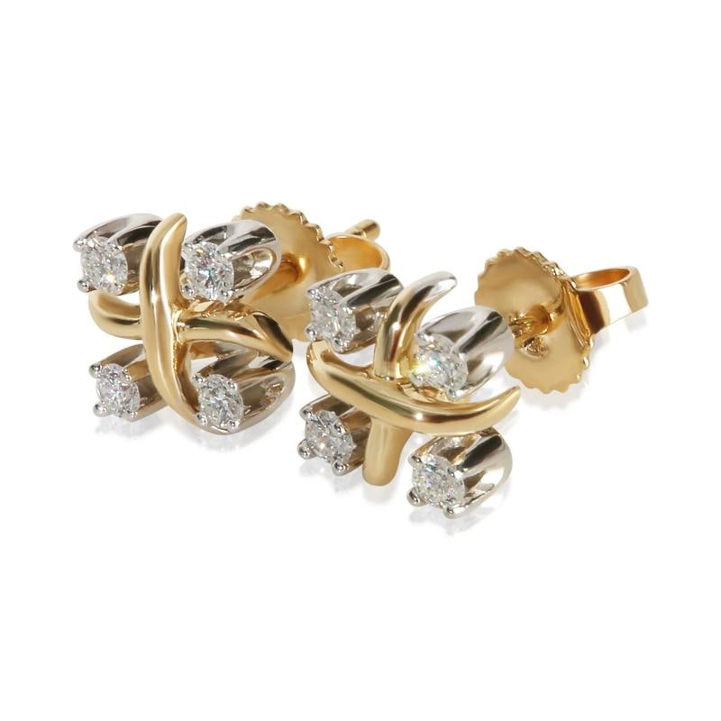 Tiffany & Co. Yellow Gold & Platinum Diamond Sixteen Stone Earrings - 2