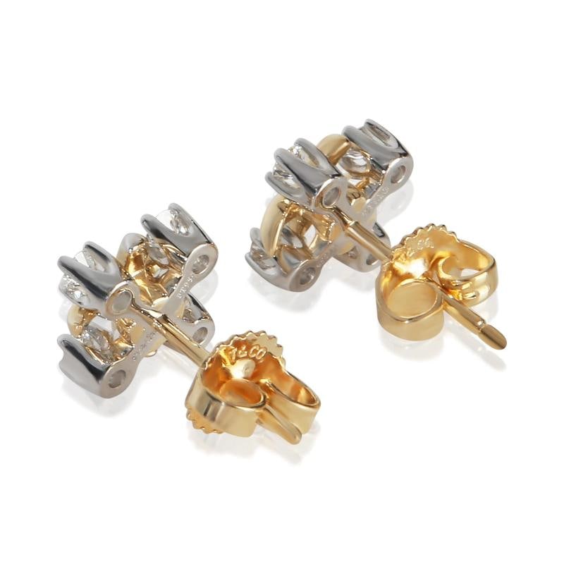 Tiffany & Co. Yellow Gold & Platinum Diamond Sixteen Stone Earrings - 3