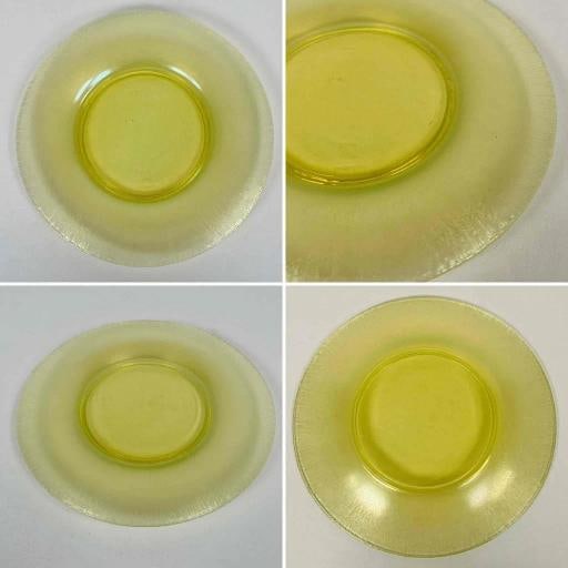 8 Signed Louis Comfort Tiffany Makers Favrile Onionskin 9" Uranium Glass Plates - 6