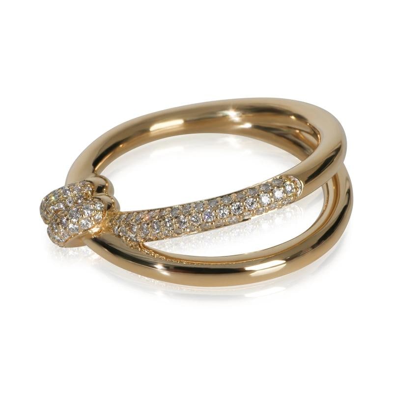 Tiffany & Co. Yellow Gold Diamond Double Row Knot Ring - 2