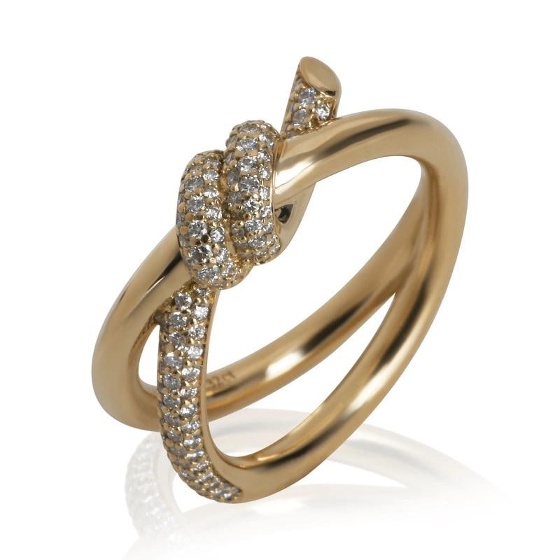 Tiffany & Co. Yellow Gold Diamond Double Row Knot Ring - 5