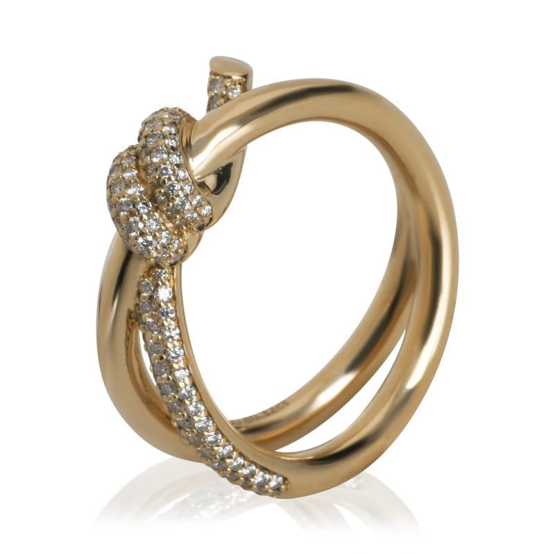 Tiffany & Co. Yellow Gold Diamond Double Row Knot Ring - 7
