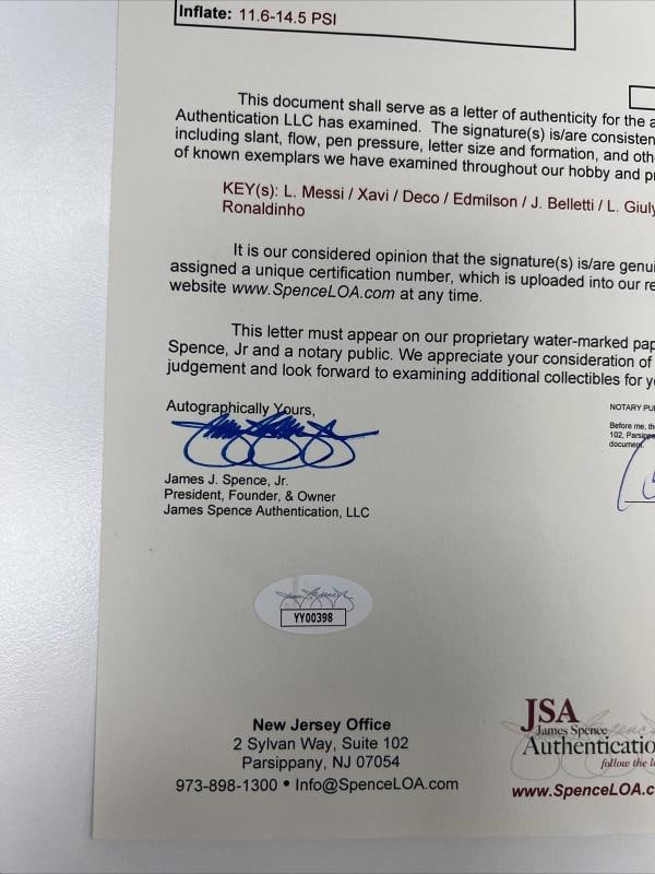 Lionel Messi 2006 FC Barcelona UEFA Champions Team Signed Soccer Ball JSA COA - 8