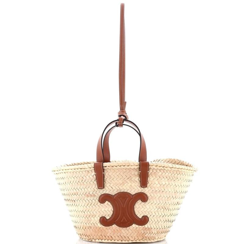 Celine Classic Panier Basket Tote Raffia and Leather Teen: Condition: Pre-owned - Fair,Brand: Celine,Exterior Material: Leather, Raffia,Style: Totes,Exterior Color: Brown,Department: Women,Size: Teen