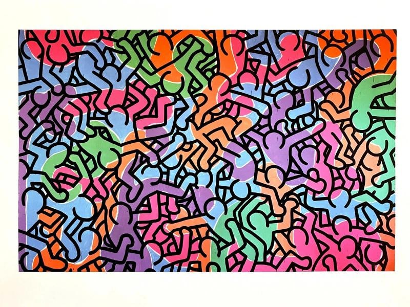 KEITH HARING FOUNDATION POP ART LITHOGRAPH PRINT "UNTITLED PASTEL PEOPLE" 1985 (1 of 12)