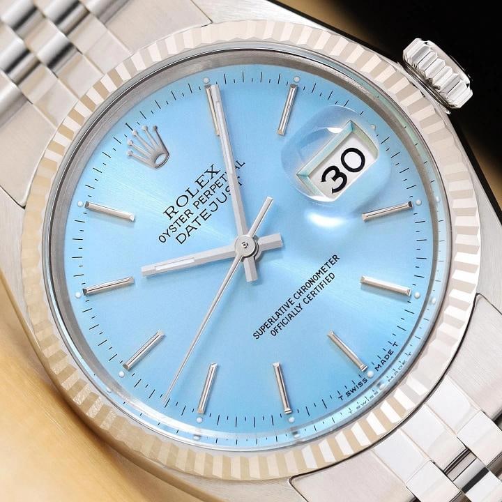 ROLEX MENS DATEJUST 16014 ICE BLUE 18K GOLD STEEL WATCH w/ JUBILEE BRACELET (1 of 8)