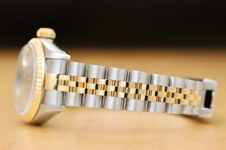 ROLEX LADIES DATEJUST BLUE VIGNETTE DIAMOND TWO TONE 18K YELLOW GOLD 69173 WATCH - 5