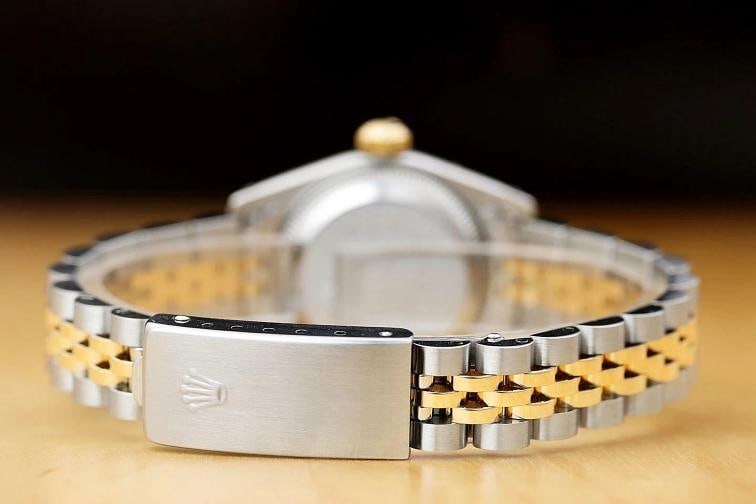 ROLEX LADIES DATEJUST BLUE VIGNETTE DIAMOND TWO TONE 18K YELLOW GOLD 69173 WATCH - 6