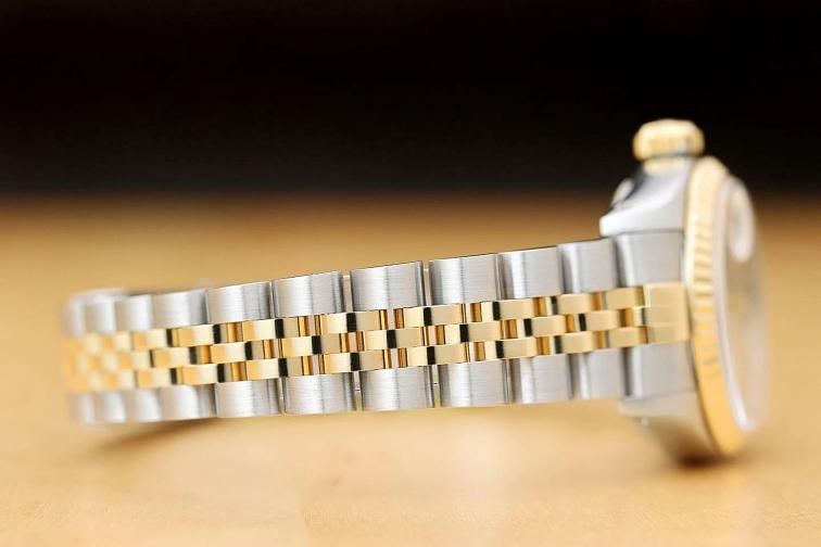 ROLEX LADIES DATEJUST BLUE VIGNETTE DIAMOND TWO TONE 18K YELLOW GOLD 69173 WATCH - 7
