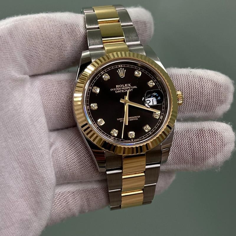 2024 Rolex Datejust 41 126333 Black Diamond Dial 18K Yellow Gold Steel Box Paper - 3