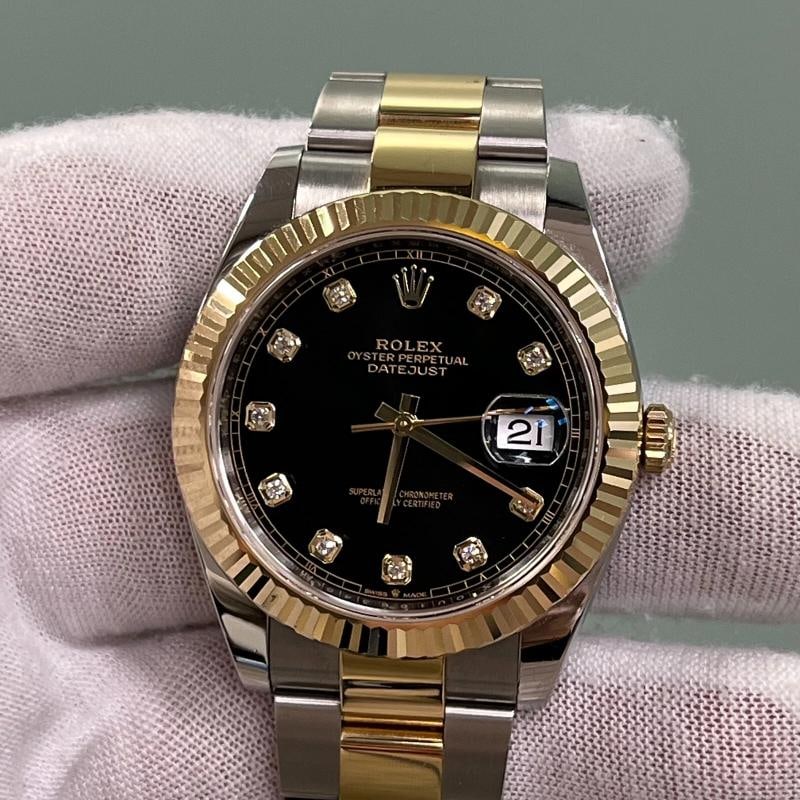 2024 Rolex Datejust 41 126333 Black Diamond Dial 18K Yellow Gold Steel Box Paper - 5
