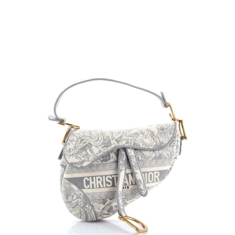 Christian Dior Saddle Bag Logo Embroidered Canvas Medium - 2