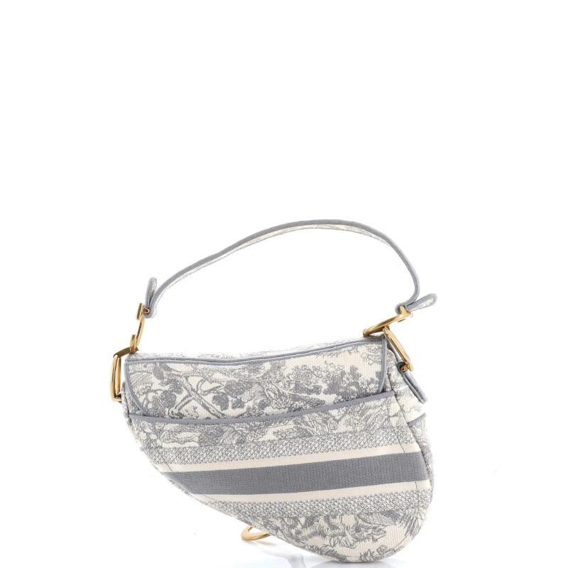 Christian Dior Saddle Bag Logo Embroidered Canvas Medium - 3