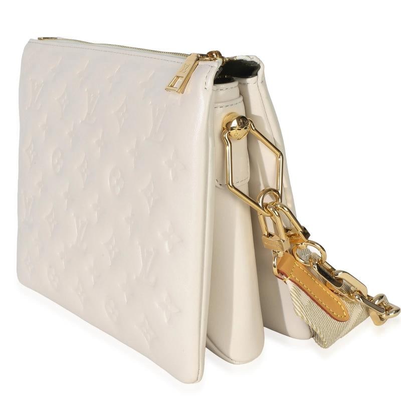 Louis Vuitton White Monogram Embossed Lambskin Coussin PM - 3