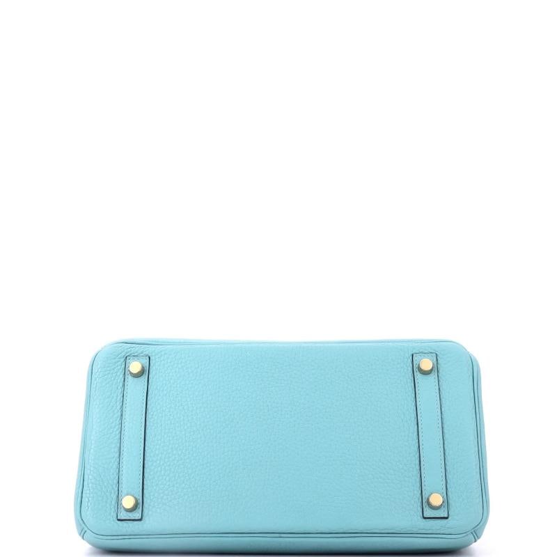 Hermes Birkin Handbag Blue Clemence with Gold Hardware 30 - 5