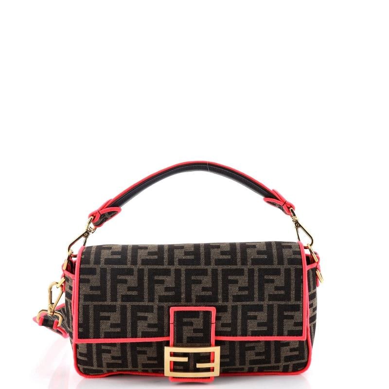 Fendi Baguette NM Bag Zucca Canvas Medium: Condition: Pre-owned - Good,Brand: Fendi,Exterior Material: Canvas Plain,Style: Shoulder Bags,Exterior Color: Pink,Department: Women,Size: Medium,Accessories: Extra Strap, With Strap Estimated Retail