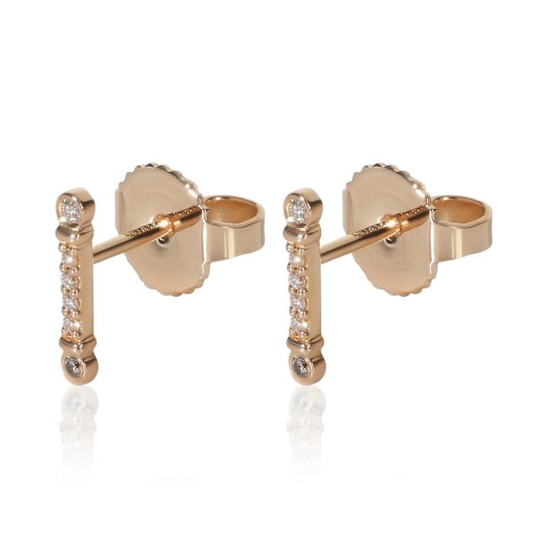 Tiffany & Co. Rose Gold Diamond Fluer De Lis Key Bar Earrings - 2