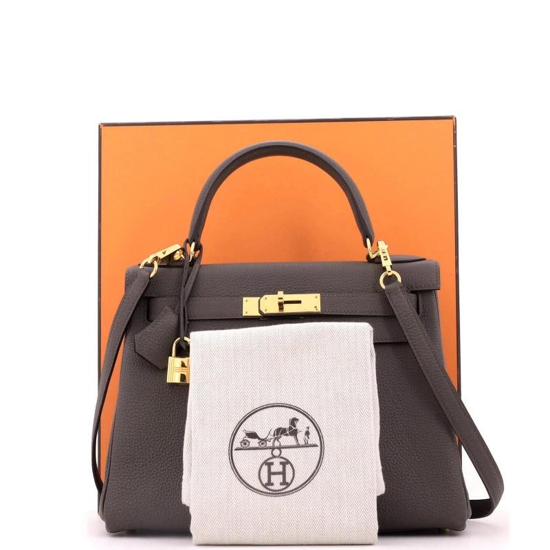 Hermes Kelly Handbag Grey Togo with Gold Hardware 28 - 2