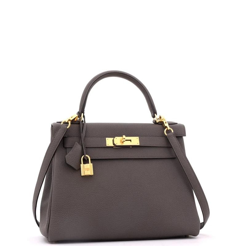 Hermes Kelly Handbag Grey Togo with Gold Hardware 28 - 3