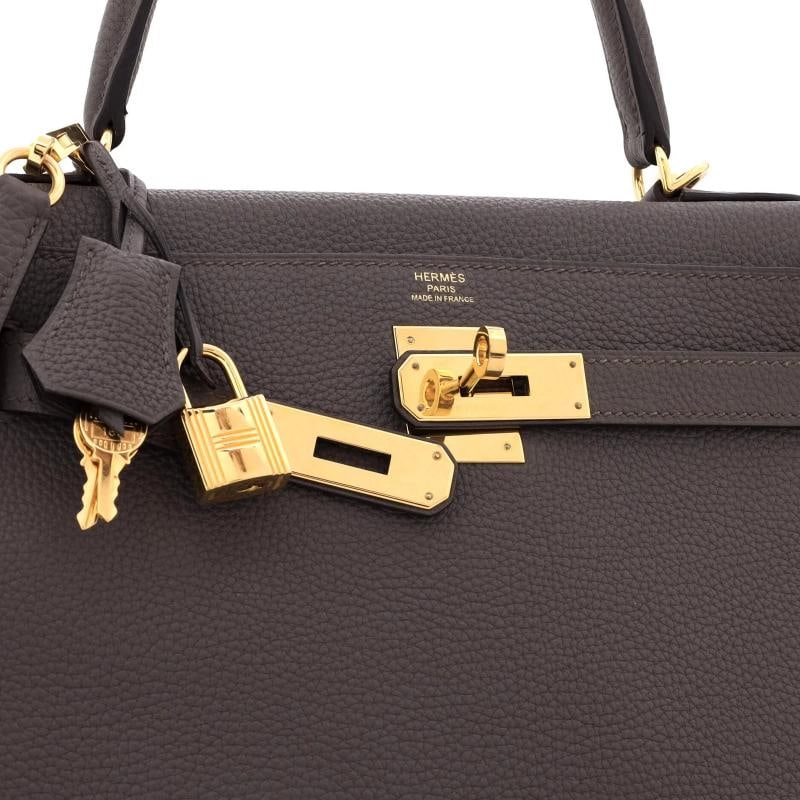 Hermes Kelly Handbag Grey Togo with Gold Hardware 28 - 7
