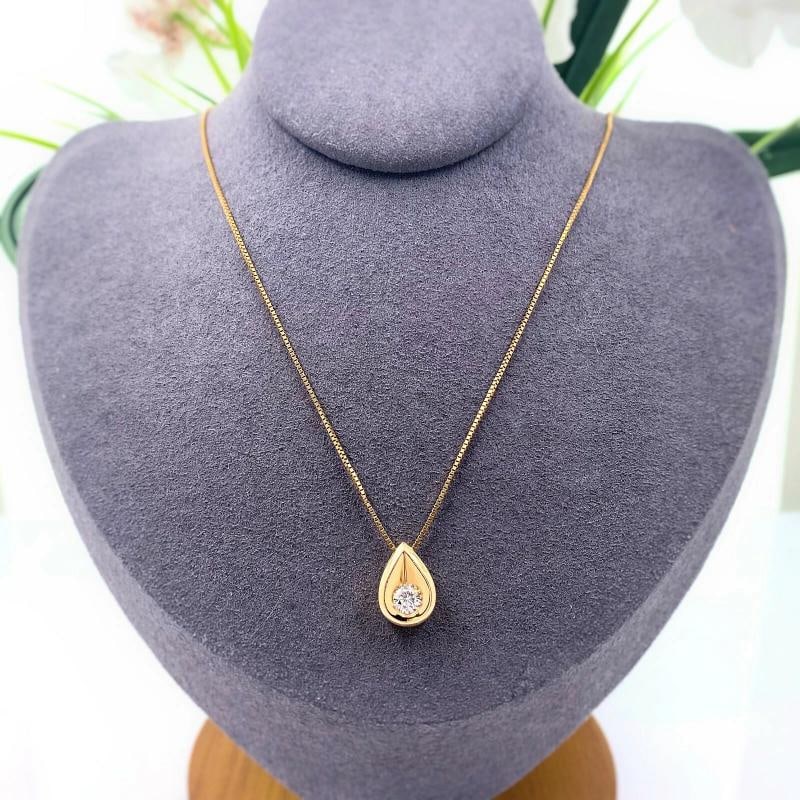 Diamond Tear Drop Pendant with Chain 14K Yellow Gold (1 of 6)