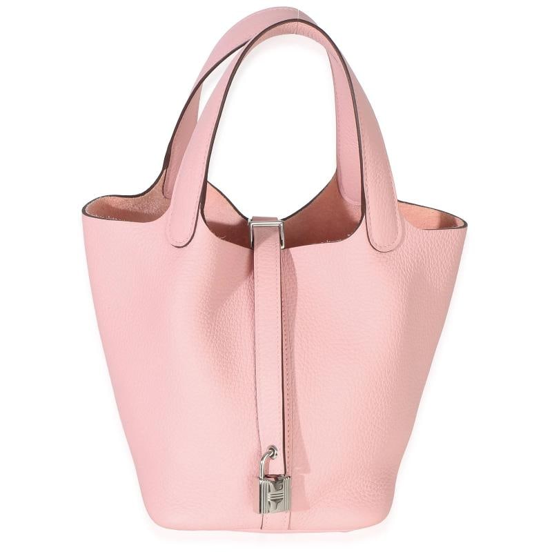HermÃƒÂ¨s Rose Sakura Clemence Picotin Lock 18 PHW: Condition: Pre-owned - Good,Dimensions: 7.5 x 7.5 x 5.25,Handbag Accessories: Dustbag;Lock;Key,Bag Width: 7.5 in,Bag Depth: 5.25 in,Bag Height: 7.5 in,Department: Unisex,Style: Top Handle,Material: