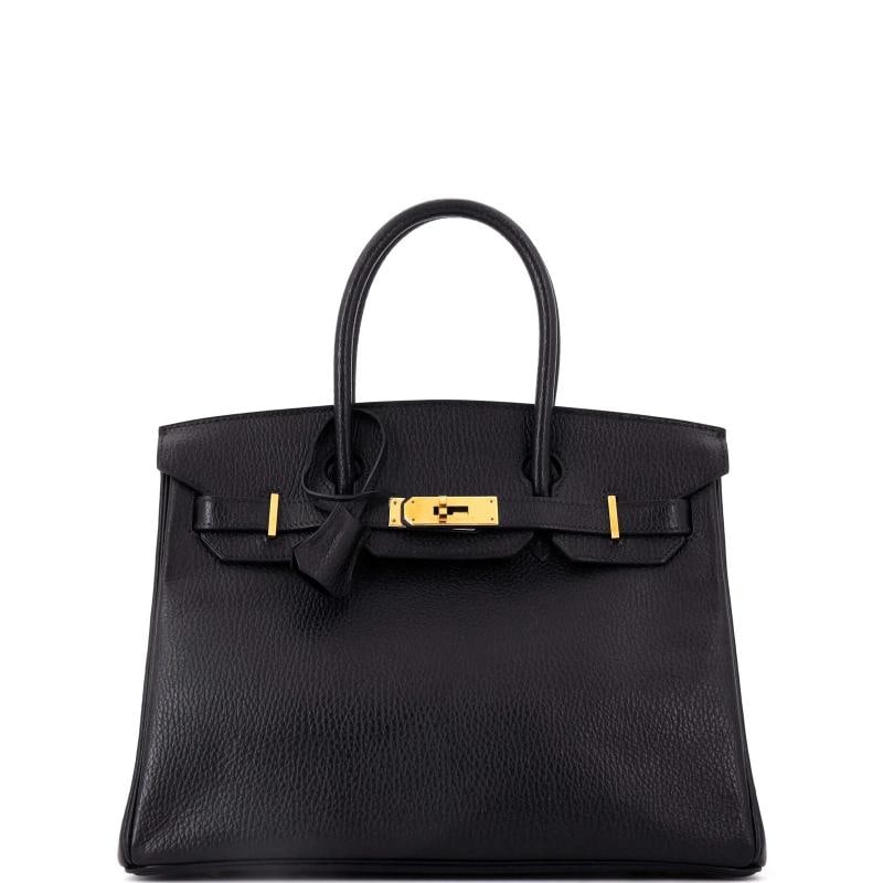 Hermes Birkin Handbag Black Ardennes with Gold Hardware 30: Accessories: Clochette Measurements: Handle Drop None", Height 9", Width 11.5", Depth 6", Strap Drop None". Condition: Pre-owned - Good,Brand: Hermes,Exterior Material: Leather,Style: Top Handle,Exter