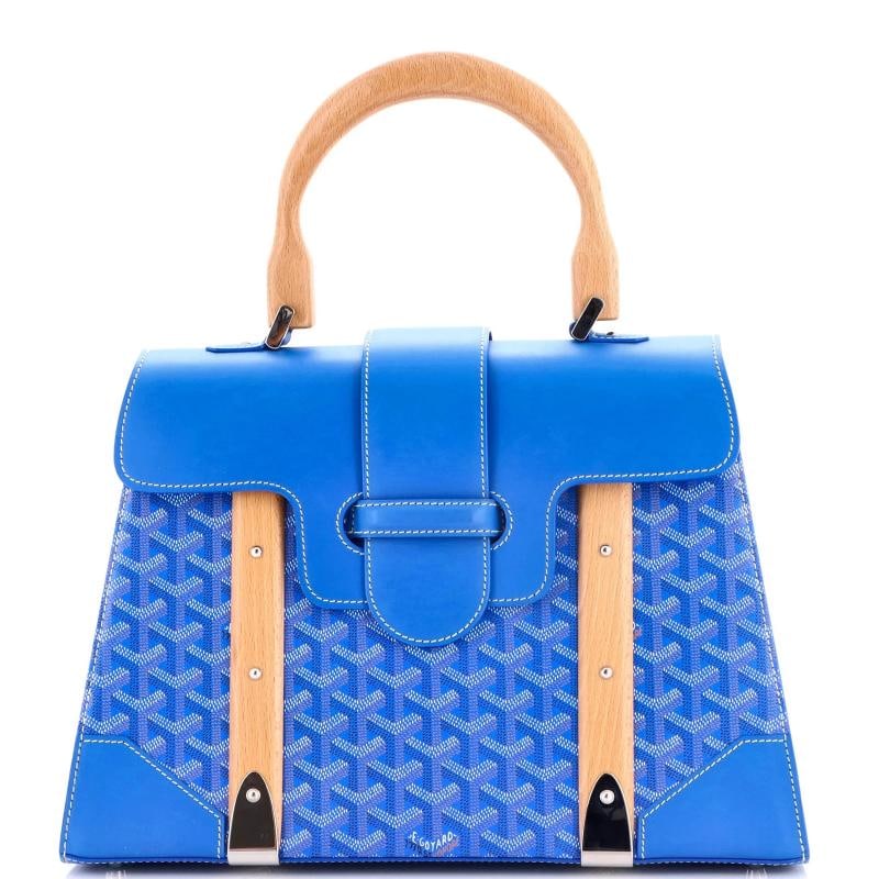 Goyard Saigon Top Handle Bag Coated Canvas with Leather MM: Measurements: Handle Drop 6", Height 10", Width 14", Depth 6", Strap Drop 19-25" . Condition: Pre-owned - Good,Brand: Goyard,Exterior Material: Leather,Style: Top Handle,Exterior Color: