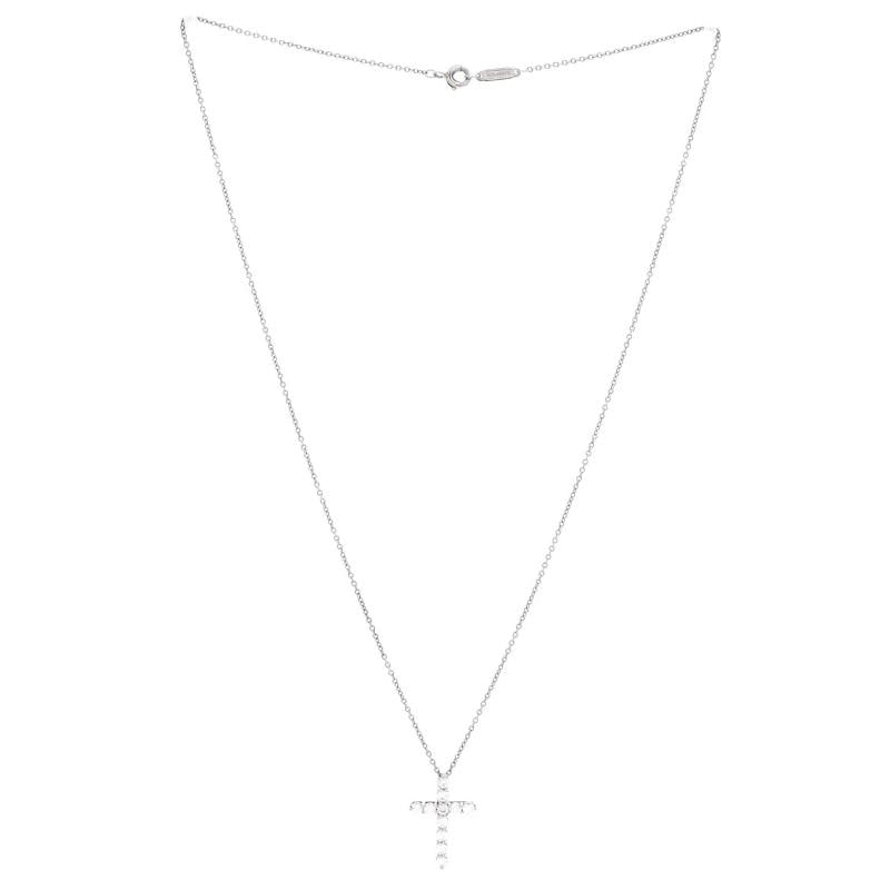Tiffany & Co. Cross Pendant Necklace Platinum and Diamonds Small - 2