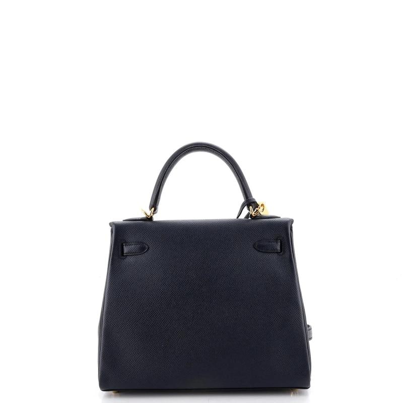 Hermes Kelly Handbag Blue Epsom with Gold Hardware 25 - 3