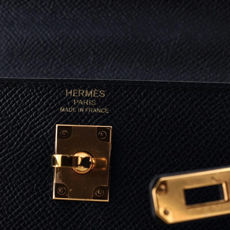 Hermes Kelly Handbag Blue Epsom with Gold Hardware 25 - 6