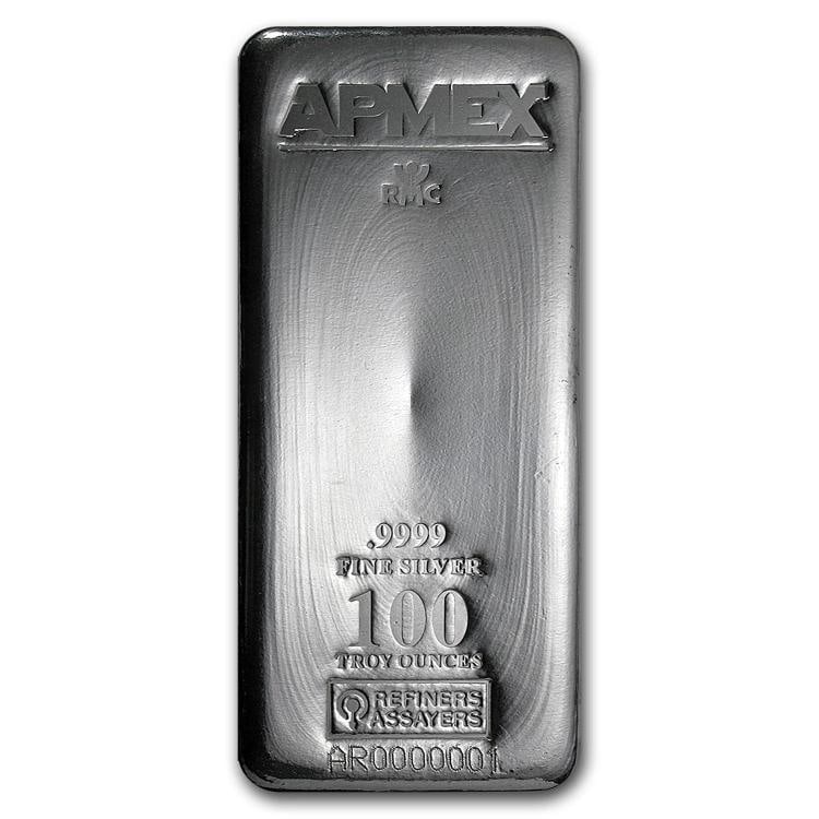 100 oz Silver Bar - Random Brand - Secondary Market - 999 Fine - 2