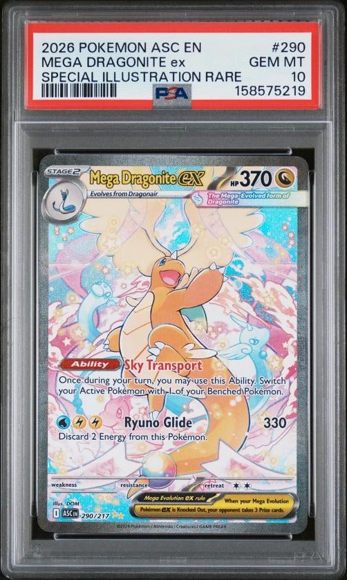 2026 POKEMON ASC EN-ASCENDED HEROES #290 MEGA DRAGONITE EX PSA 10: Condition: Graded - PSA 10: Professionally graded ,Graded: Yes,Set: 2026 POKEMON ASC EN-ASCENDED HEROES,Game: PokÃƒÂ©mon TCG,Character: MEGA DRAGONITE EX,Card Name: MEGA DRAGONITE
