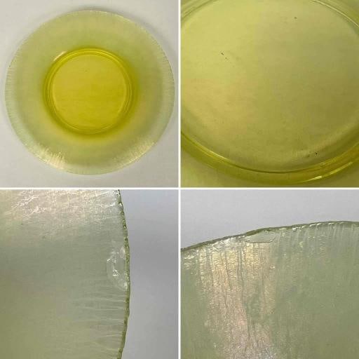 8 Signed Louis Comfort Tiffany Makers Favrile Onionskin 9" Uranium Glass Plates - 10