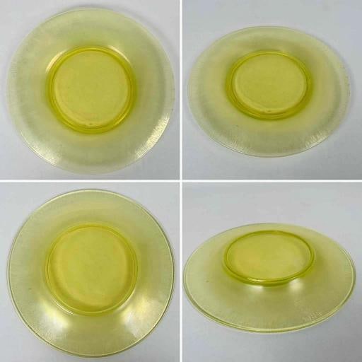 8 Signed Louis Comfort Tiffany Makers Favrile Onionskin 9" Uranium Glass Plates - 11