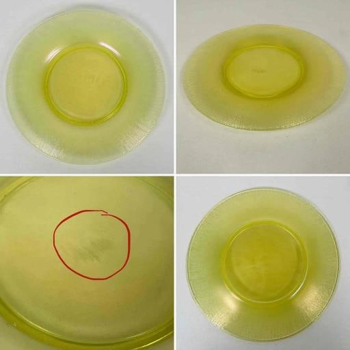 8 Signed Louis Comfort Tiffany Makers Favrile Onionskin 9" Uranium Glass Plates - 12