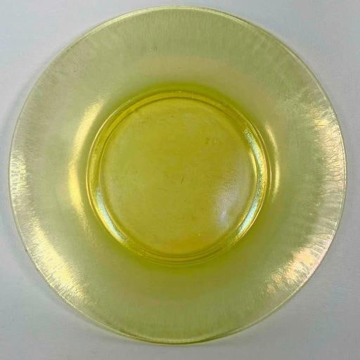 8 Signed Louis Comfort Tiffany Makers Favrile Onionskin 9" Uranium Glass Plates - 3